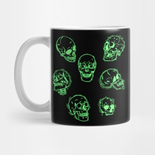 Neon Green Skulls Sketch Study Mug